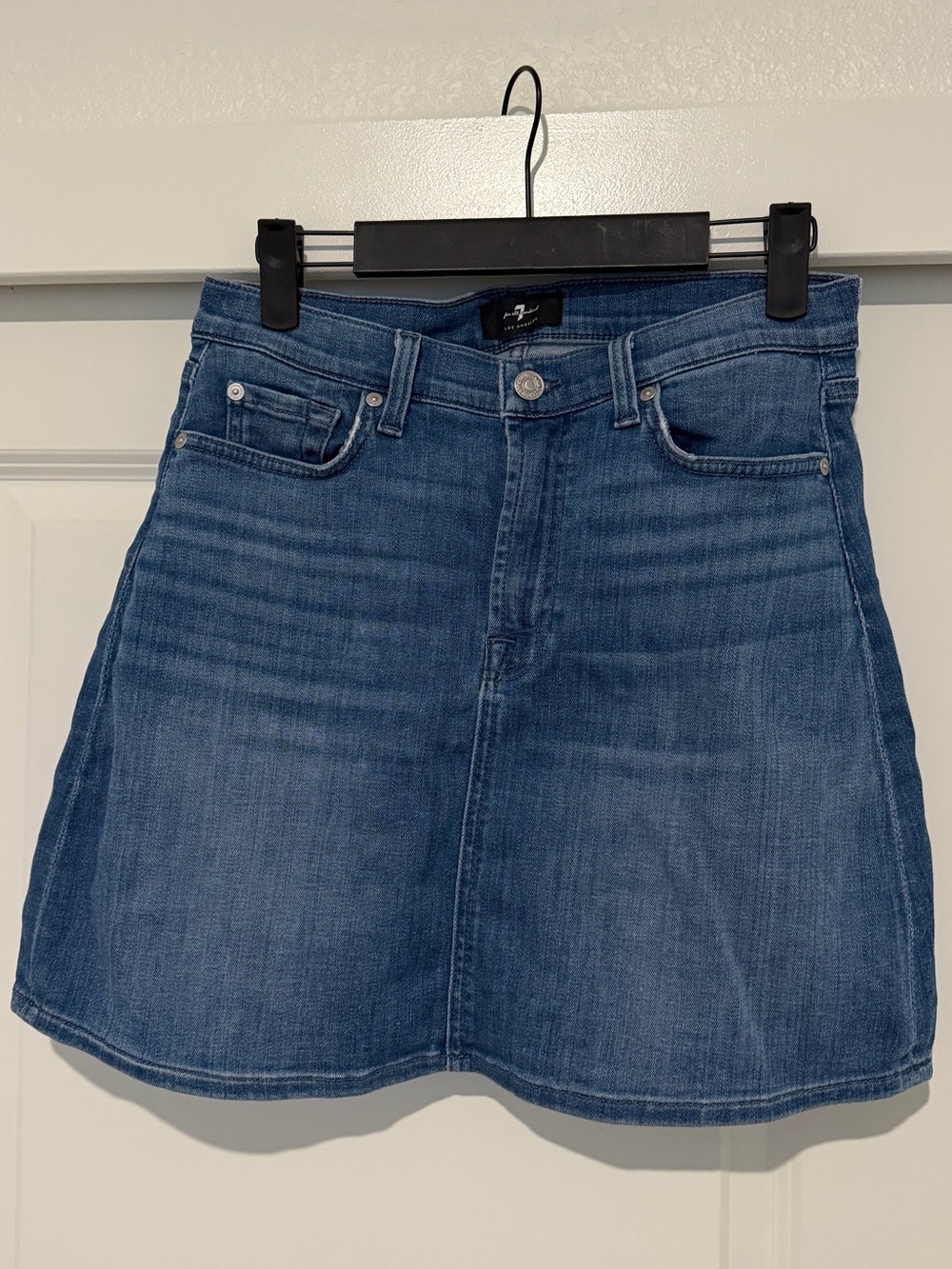 7 For All Mankind Blue Denim Mini Skirt